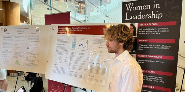 Charlie Fallon with his poster at the Undergraduate Research Symposium