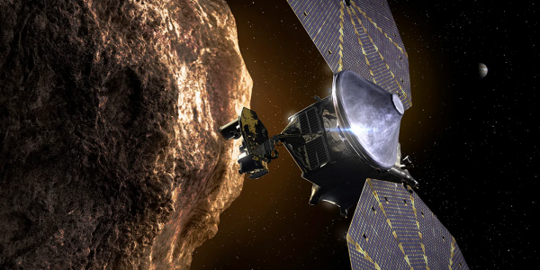 Lucy will explore a record-breaking number of asteroids, flying by three asteroids in the solar system’s main asteroid belt, and by eight Trojan asteroids that share an orbit around the Sun with Jupiter. (Credit: NASA)