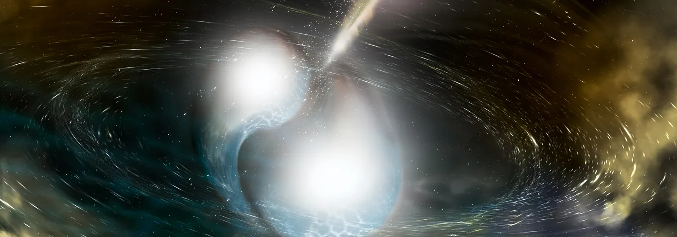 Finding new physics in debris from colliding neutron stars