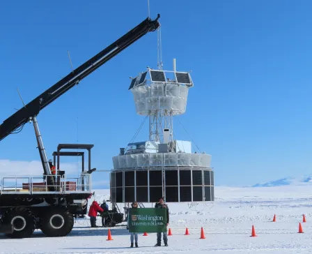 Lindsey Lisalda and Richard Bose in front of PUEO prior to launch