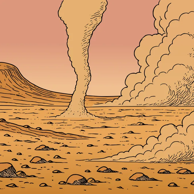 Martian dust storm illustration
